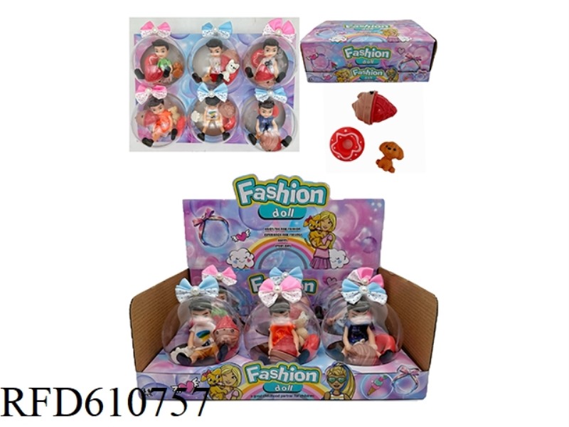 TRANSPARENT BALL 5 INCH REAL KELLY DOLL+ACCESSORIES 6PCS