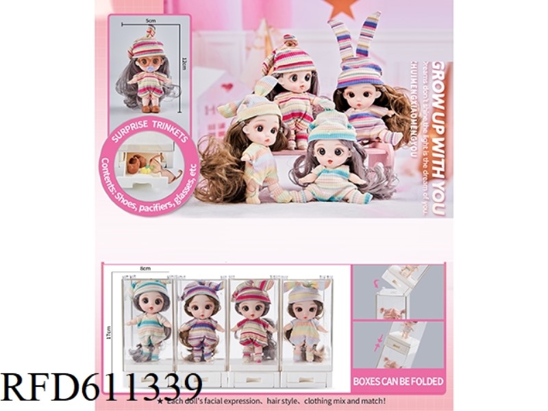 3-INCH 12CM 5-JOINT BARBIE DOLL PAJAMA STYLE+SMALL ACCESSORIES