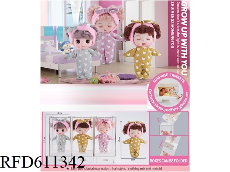 3-INCH 12CM 5-JOINT BARBIE DOLL PAJAMA STYLE+SMALL ACCESSORIES