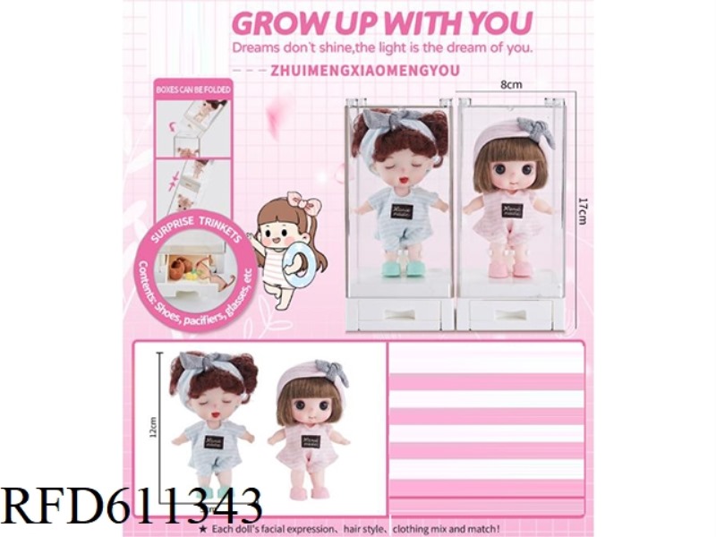 3-INCH 12CM 5-JOINT BARBIE DOLL STRIPED STYLE+SMALL ACCESSORIES
