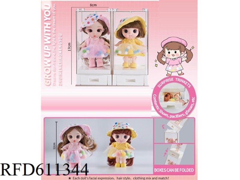3-INCH 12CM 5-JOINT BARBIE DOLL PLUSH BALL SKIRT+SMALL ACCESSORIES