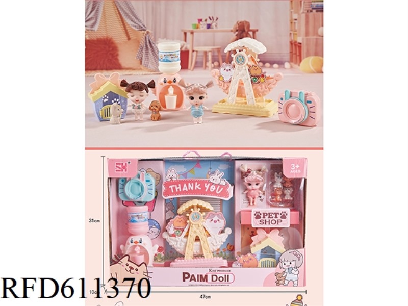 5-JOINT 9CM DOLL+PIRATE BOAT FAMILY