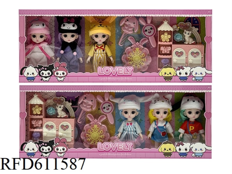 6-INCH 3D EYES 13 JOINTS REAL KUROMI FASHION DOLL+ACCESSORIES