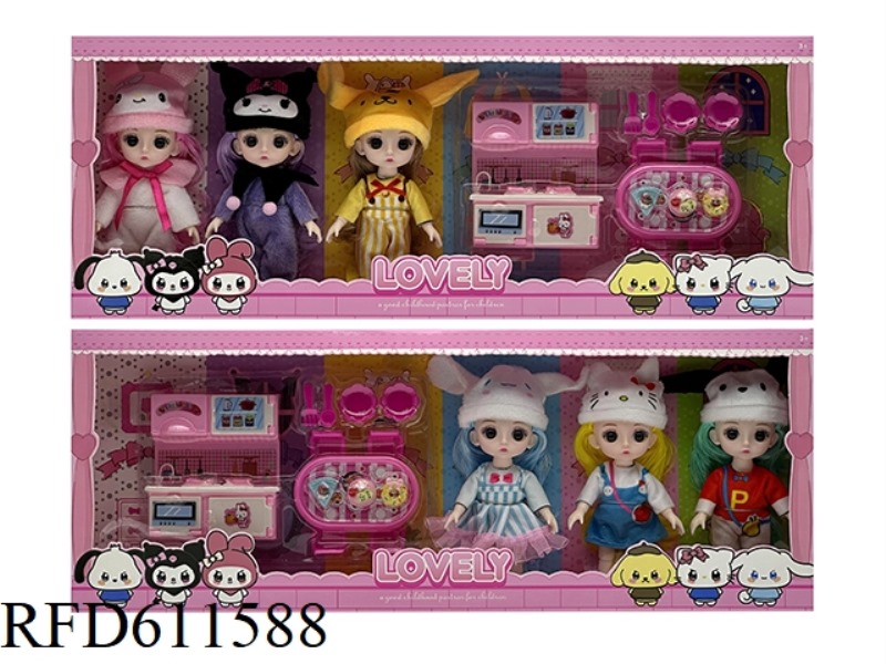 6-INCH 3D EYES 13 JOINTS REAL KUROMI FASHION DOLL+ACCESSORIES