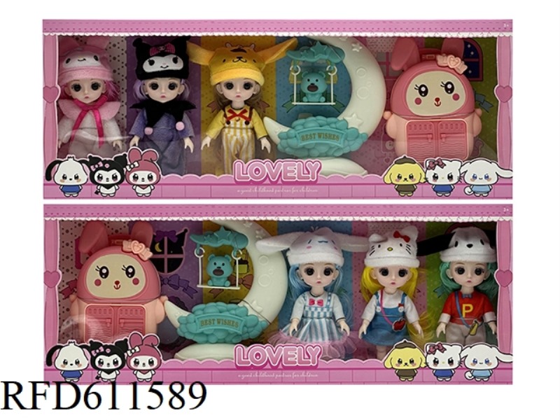 6-INCH 3D EYES 13 JOINTS REAL KUROMI FASHION DOLL+ACCESSORIES