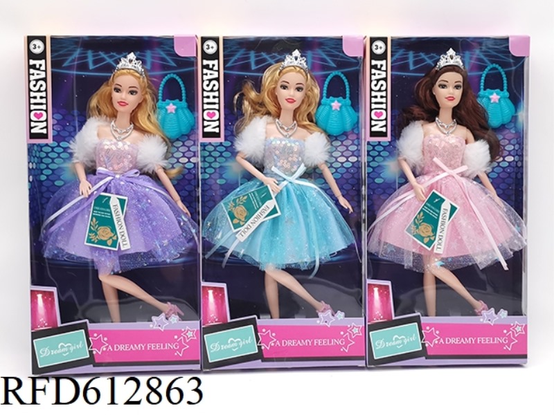11.5 INCH ELEVEN JOINTS FASHION BARBIE NECKLACE+CROWN+SHELL BAG