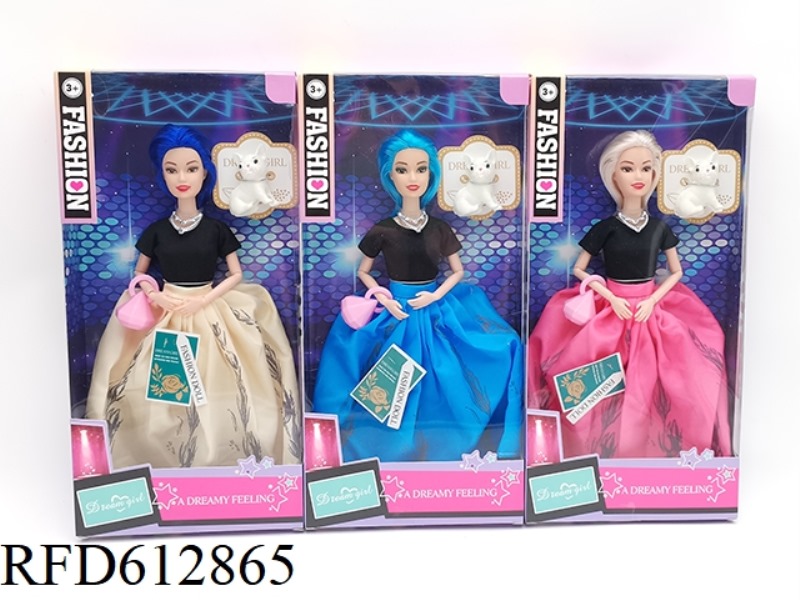 11.5 INCH 9 JOINTS FASHION BARBIE NECKLACE+DIAMOND BAG+PET DOG