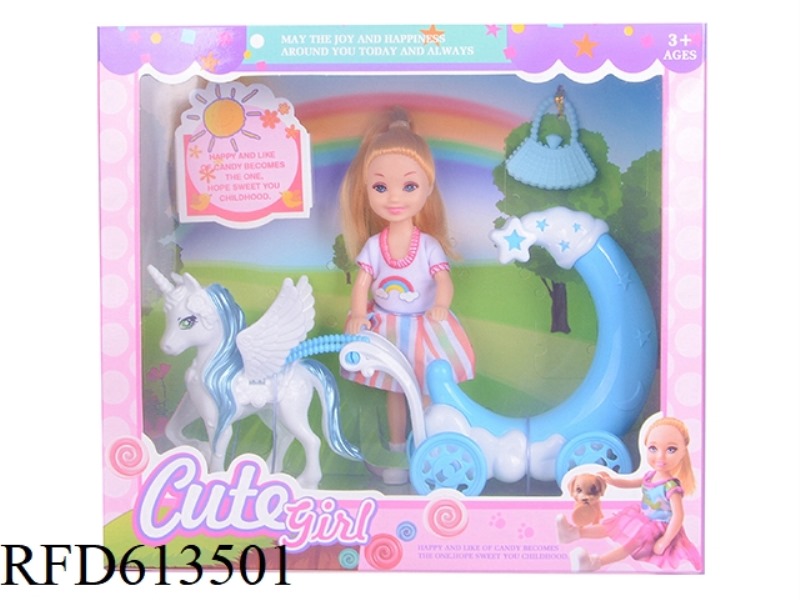 5-INCH DOLL WITH ANGEL CARRIAGE BABY SET