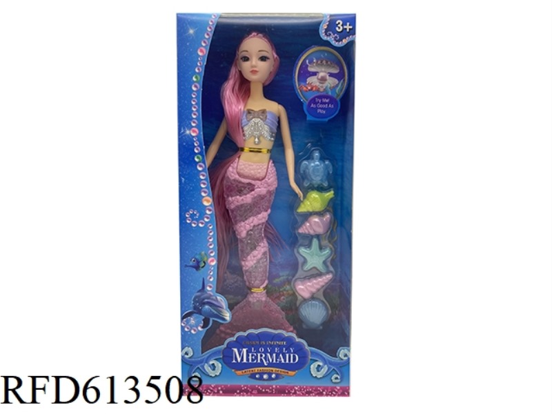 14-INCH LIVE MUSIC MERMAID WITH LIGHTS AND OCEAN PLASTIC