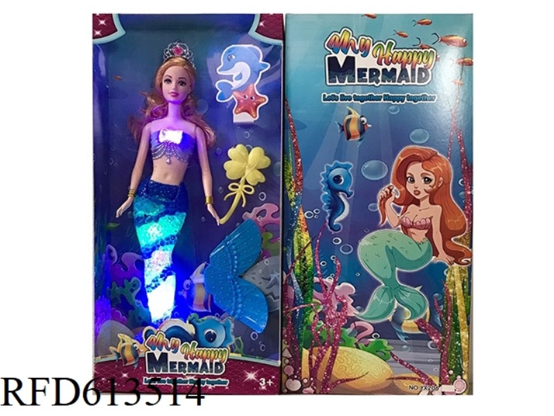 14-INCH MERMAID BARBIE WITH LIGHT MUSIC CROWN COMB COMBINATION TAIL