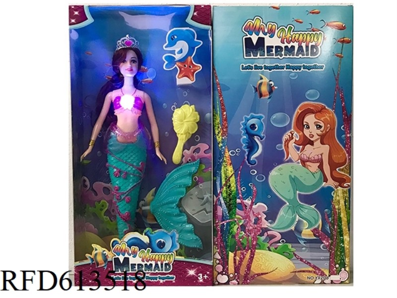 14-INCH MERMAID BARBIE WITH LIGHT MUSIC CROWN COMB COMBINATION TAIL
