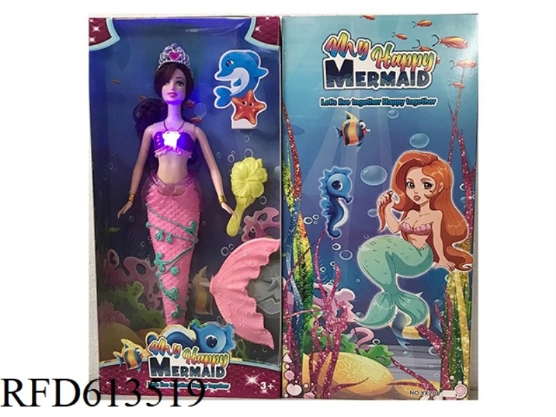 14-INCH MERMAID BARBIE WITH LIGHT MUSIC CROWN COMB COMBINATION TAIL