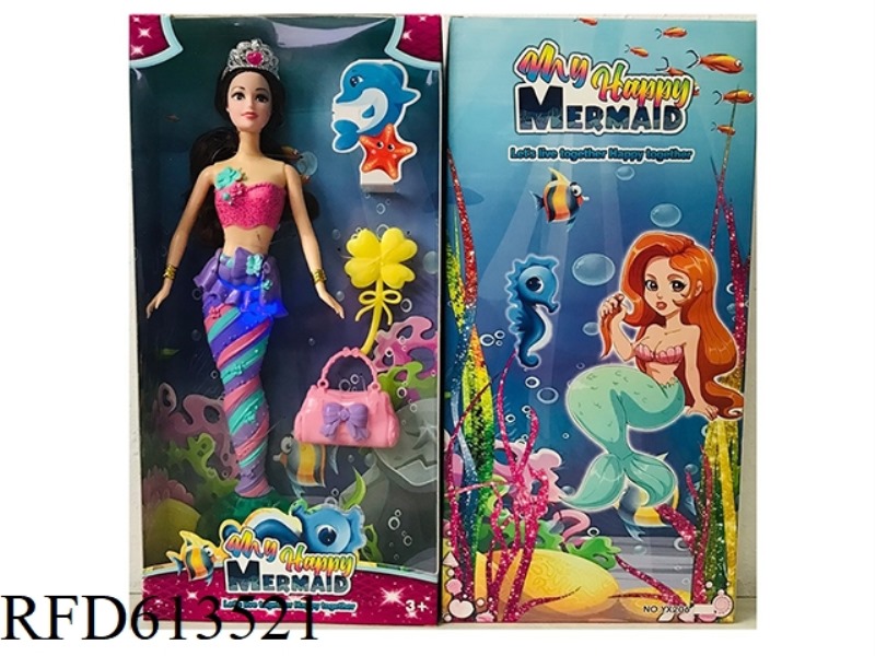 14-INCH MERMAID BARBIE WITH LIGHT MUSIC CROWN COMB BAG