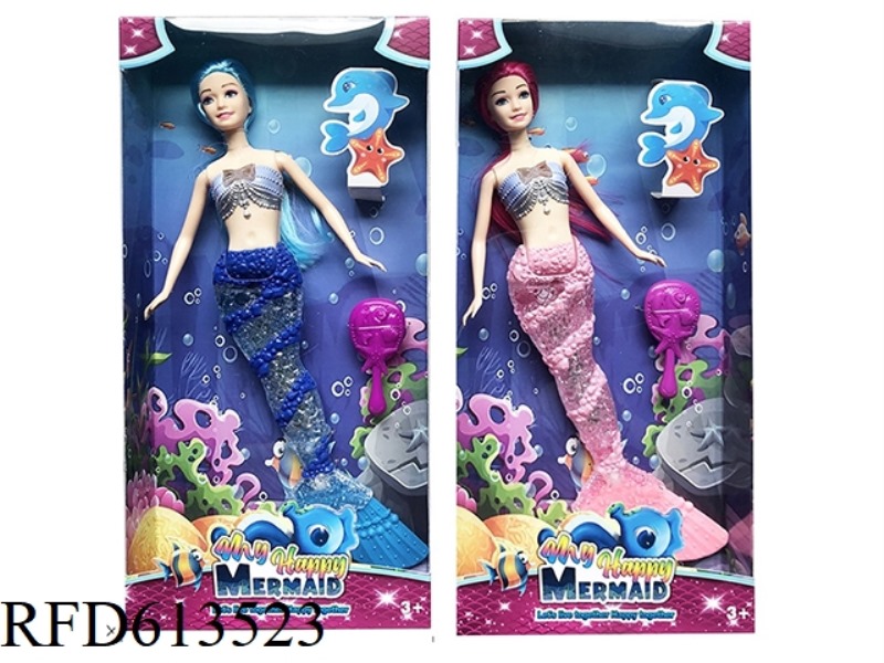 14-INCH MERMAID WITH LIGHTING MUSIC THEME WITH COMB TWO MIXED.