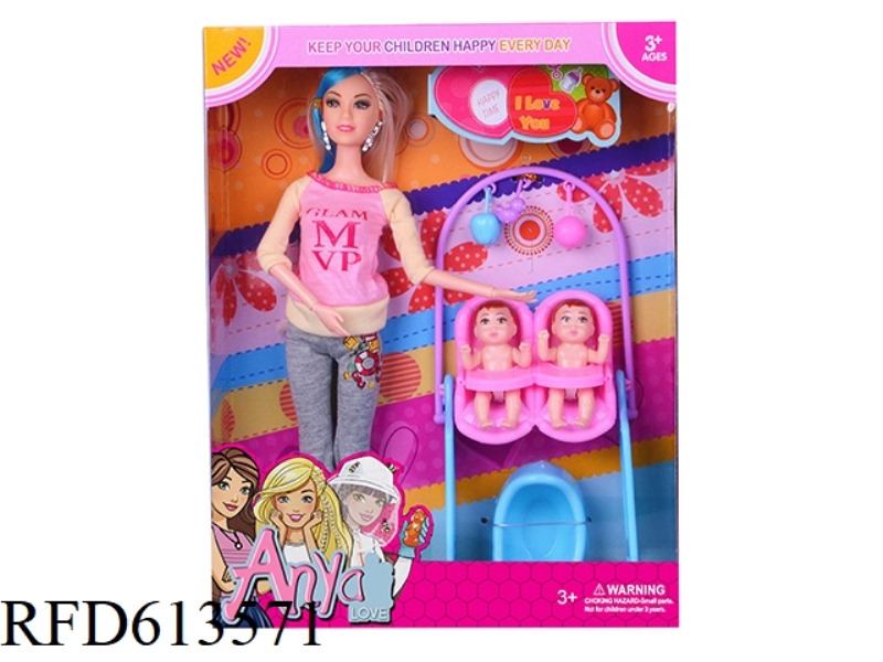 BABY THEME 11.5-INCH ARTICULATED HAND BIGFOOT BARBIE WITH NEWBORN SEAT SET