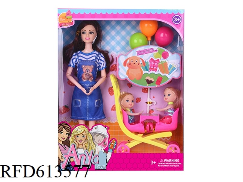 BABY THEME 11.5-INCH ARTICULATED HAND BIGFOOT BARBIE WITH THREE-INCH KELLY SEAT BALLOON SET