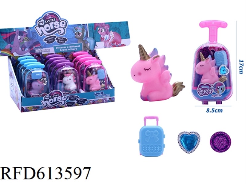NEW CUTE VINYL UNICORN SUITCASE, HAT, LOVE ACCESSORIES 12PCS