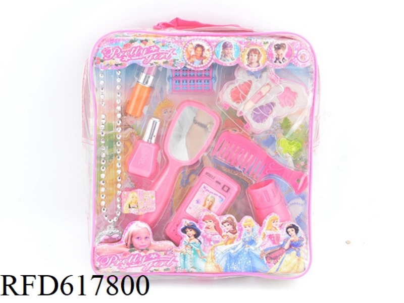 DISNEY PRINCESS FASHION MAKEUP ACCESSORIES SET WITH COSMETICS.