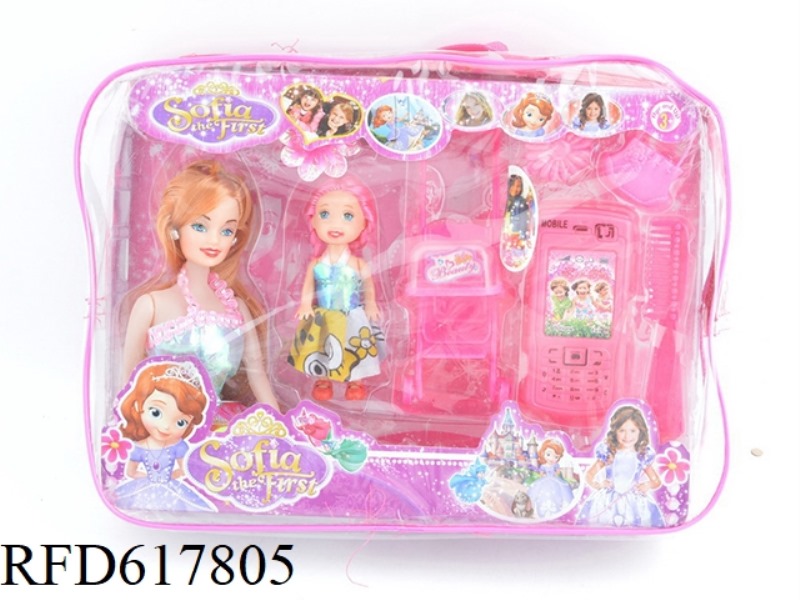 BARBIE WITH CART WITH 3.5 INCH DOLLS AND ACCESSORIES