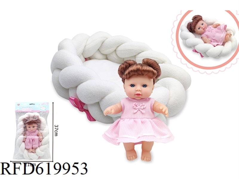 8 INCH VINYL DOLL WITH DOLL BED