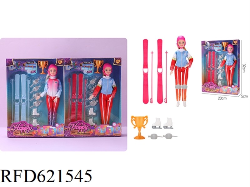 SINGLE 11-INCH BARBIE DOLL WITH PLAYHOUSE TOYS