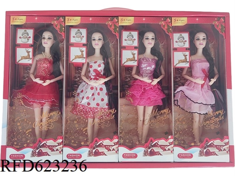 11.5 INCH 9-JOINT LONG BRAID CHRISTMAS BARBIE 4 MODELS