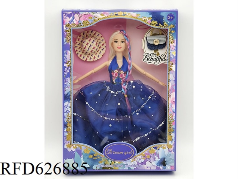 11-INCH REAL 9-JOINT DRESS BARBIE+TOP HAT+BAG