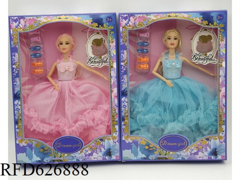 11-INCH REAL 9-JOINT DRESS BARBIE+PLASTIC ACCESSORIES+BAG
