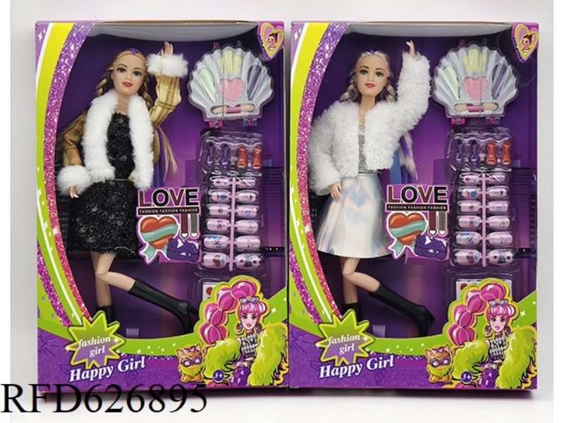 11 INCH REAL 11 JOINTS FASHION BARBIE+MAKEUP BOX+NAIL BLISTER
