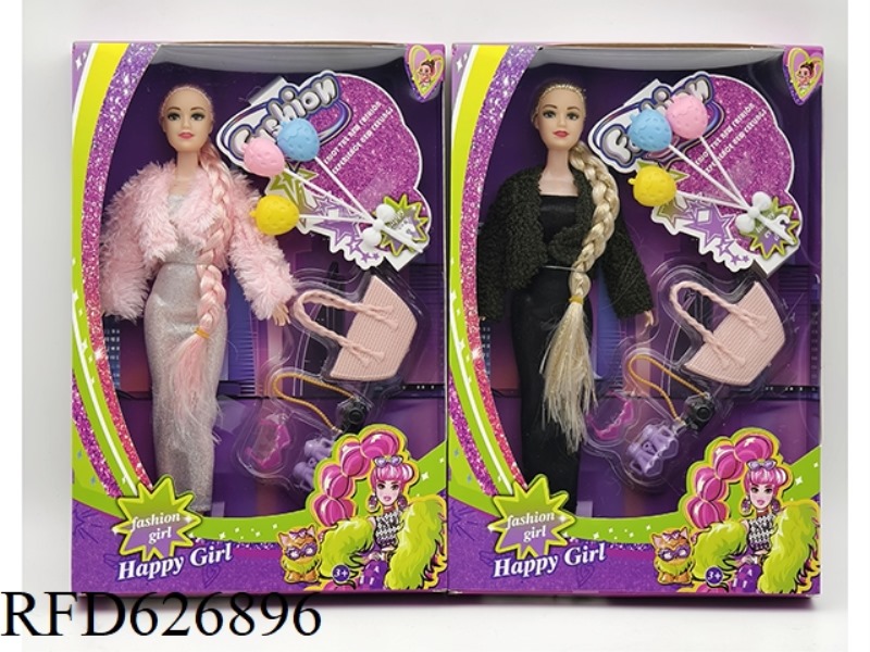 11-INCH REAL 9-JOINT DRESS BARBIE+BAG BLISTER+STRAWBERRY BALLOON