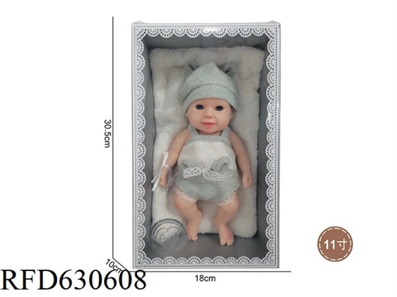 11-INCH NEWBORN OPEN-EYED SOLID SILICONE DOLL (BOY)