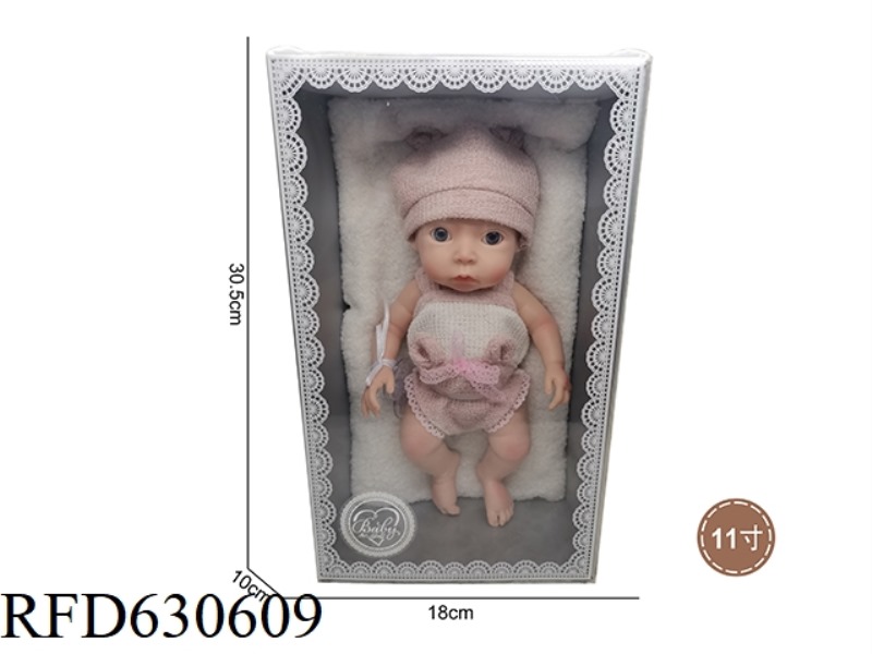 11-INCH NEWBORN OPEN-EYED SOLID SILICONE DOLL (GIRL)