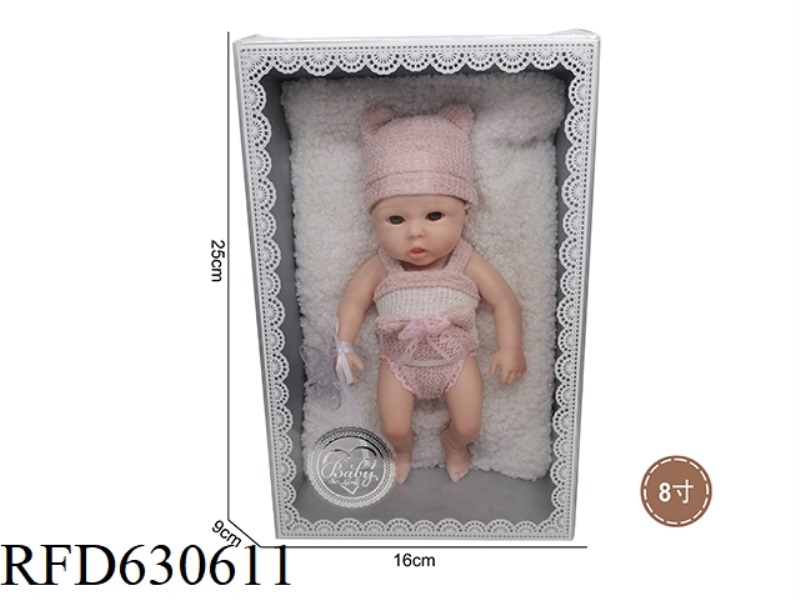 8-INCH NEWBORN OPEN-EYED SOLID SILICONE DOLL (GIRL)