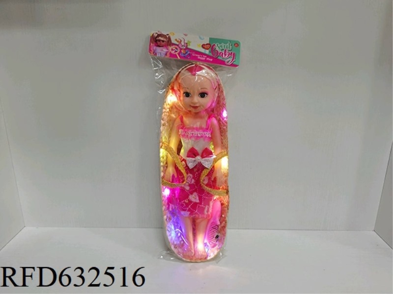 18 INCH EMPTY BODY FASHIONABLE BIG EYED BARBIE DOLL GIRL WITH IC MUSIC+COLORFUL LIGHTS WITH COMB+MIR