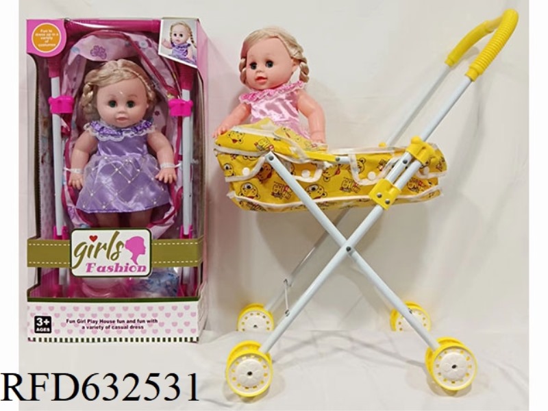 15 INCH IC DOLL WITH IRON CART
