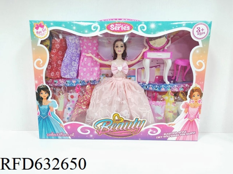DOLL WITH FASHION DRESSING COMBINATION CHILDREN'S TOYS PLAY HOUSE BARBIE