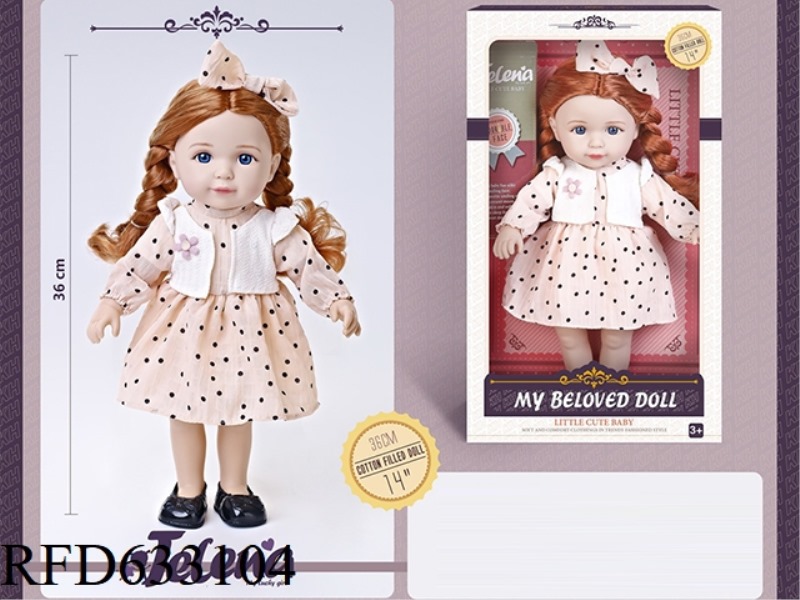 36CM 3D EYE PROTECTION VINYL HAND AND FOOT COTTON FILLING FASHIONABLE DOLL