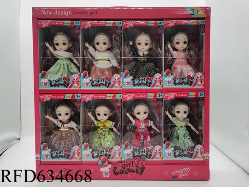 6-INCH 3D EYE PUPIL 12 JOINTS REAL FASHION DOLL( 8PCS/DB)