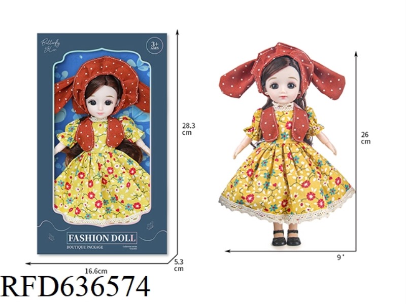 BUTTERFLY DOLL -9-INCH TIDE PLAYING WITH YELLOW FLORAL SKIRT