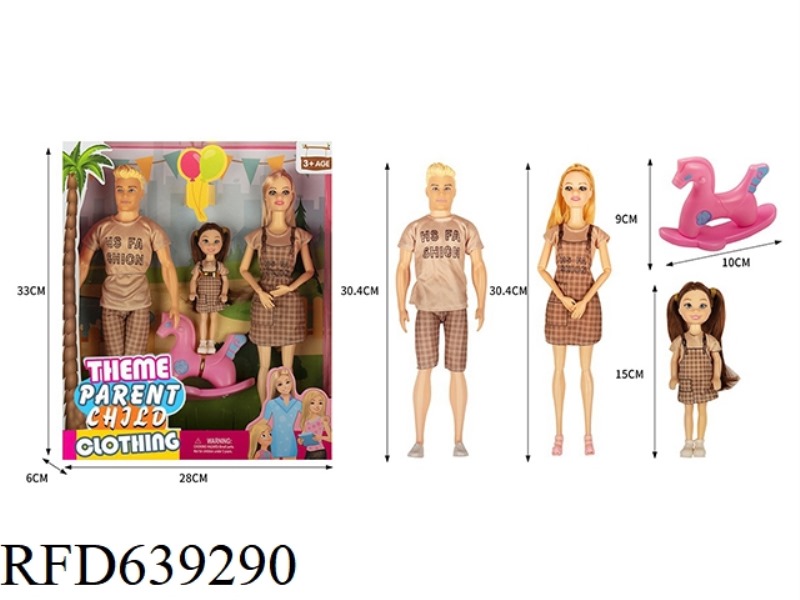THEME PARK FAMILY PACK SERIES 11.5 INCH 9 JOINT SOLID WOMAN BARBIE FAMILY PACK A FAMILY OF THREE WIT
