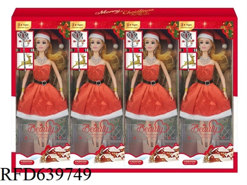 12 INCH CHRISTMAS DOLL+ACCESSORIES 4PCS