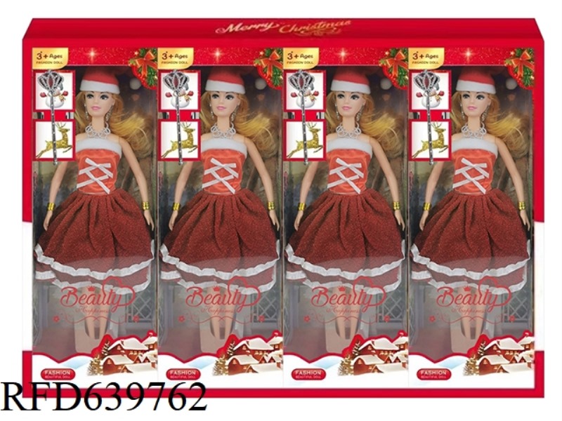 12 INCH CHRISTMAS DOLL+ACCESSORIES 4PCS
