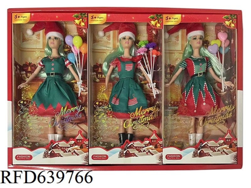 12 INCH CHRISTMAS DOLL+ACCESSORIES 3PCS