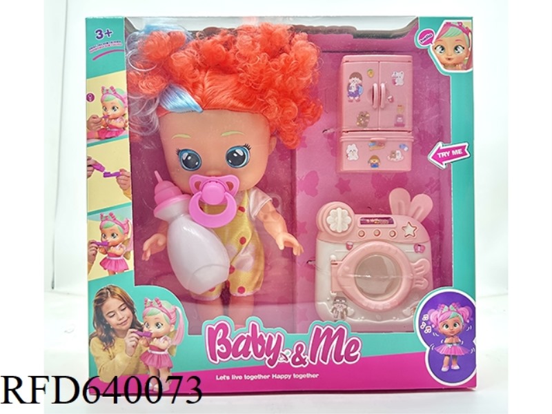 12-INCH VINYL CRYING DOLL CRY BABY HAS MUSIC WITH BOTTLE NIPPLE REFRIGERATOR WASHING MACHINE DIY STI