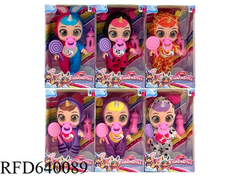 12-INCH FULL-BODY VINYL 3D GLASS EYES YUNBO UNICORN CRYING DOLL CAN DRINK WATER WITH LOLLIPOP NIPPLE