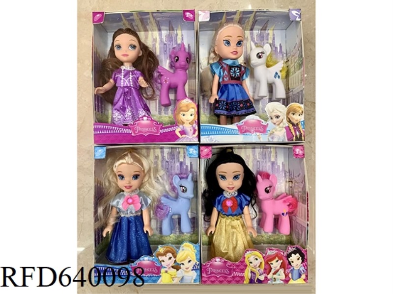 6-INCH REAL PRINCESS DOLL 6 THEMED CLOTHES WITH PONY POLLY TOY ACCESSORIES 8PCS