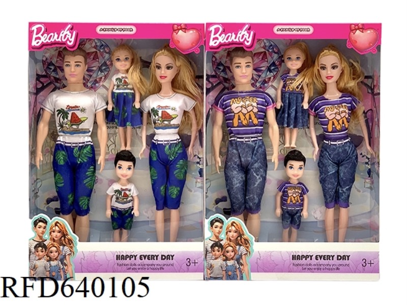 11-INCH REAL BARBIE DOLLS FOR MEN AND WOMEN WITH 5-INCH REAL BOYS AND GIRLS, A FAMILY OF FOUR COUPLE