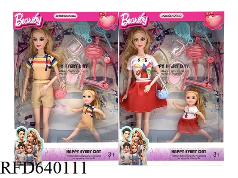 11-INCH SOLID 9-JOINT BARBIE WITH 5-INCH REAL GIRL WITH TOY ACCESSORIES SUIT.