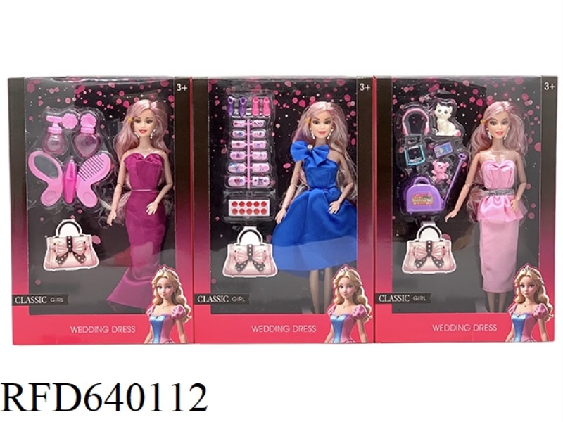 11 INCH SOLID 9 JOINT BODY BARBIE DRESS SET WITH ACCESSORIES SET