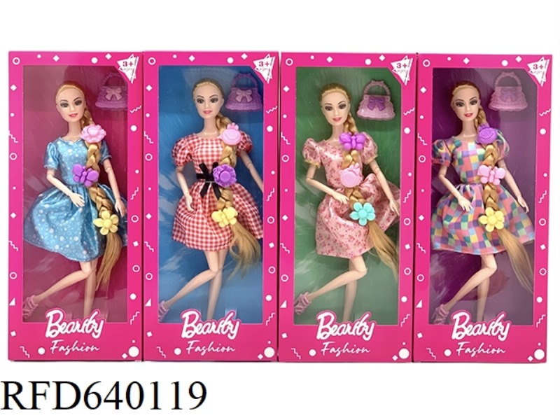 11-INCH REAL BODY WITH 11 JOINTS BARBIE SHORT SKIRT DRESS LONG HAIR WITH ENTRAINMENT BAG